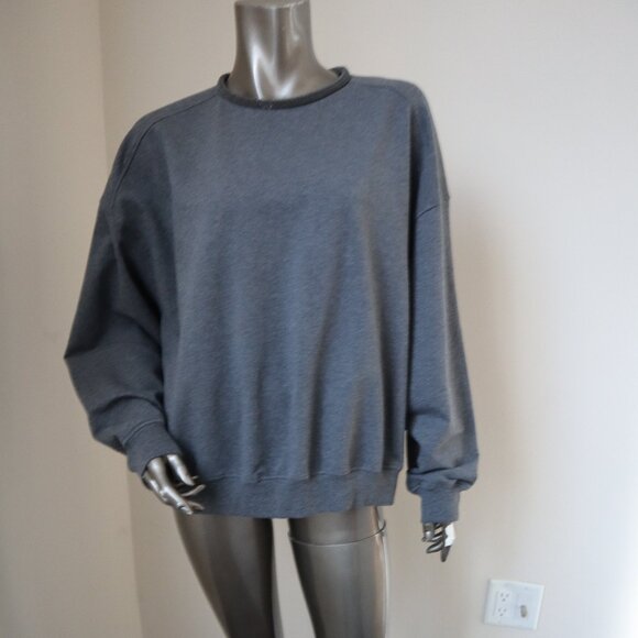Brunello Cucinelli Monili Sweatshirt Gray Drop Shoulders Relax Cotton Size XXL - Picture 2 of 9